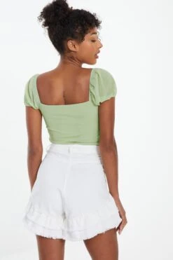 Sage Mesh Crop Top 10 Sage Mesh Crop Top -Claasyoo Shop 00100037890 XB