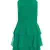 Green Halter Neck Skater Dress -Claasyoo Shop 00100037905 ZM