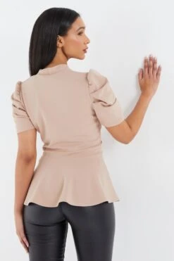 Stone Pleated Peplum Top -Claasyoo Shop 00100037962 XB