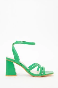 Green Cross Strap Block Heeled Sandals -Claasyoo Shop 00100037982 ZS