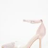Pink Satin Diamante Heart Court Heels -Claasyoo Shop 00100037984 ZM