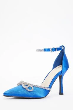 Royal Blue Diamante Bow Court Heels -Claasyoo Shop 00100037991 XB