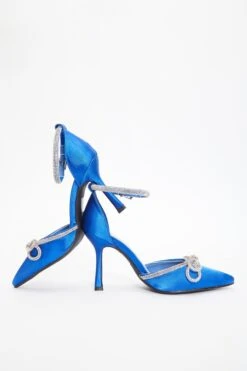 Royal Blue Diamante Bow Court Heels -Claasyoo Shop 00100037991 XS