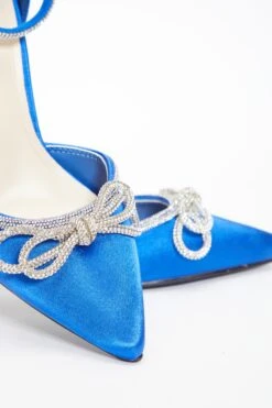 Royal Blue Diamante Bow Court Heels -Claasyoo Shop 00100037991 ZB
