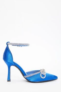 Royal Blue Diamante Bow Court Heels -Claasyoo Shop 00100037991 ZS