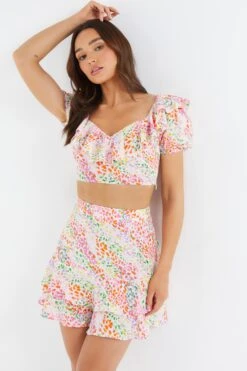 Multicoloured Animal Print Mini Skirt -Claasyoo Shop 00100038009 XM