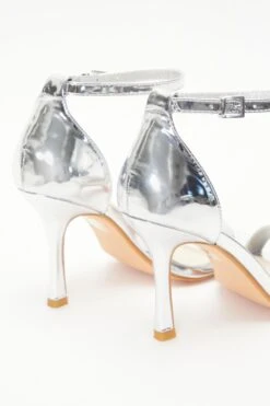 Silver Foil Heeled Sandals -Claasyoo Shop 00100038015 ZB