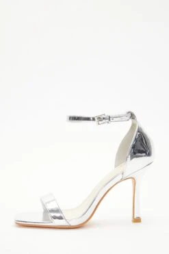 Silver Foil Heeled Sandals