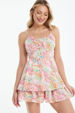 Multicoloured Animal Print Playsuit -Claasyoo Shop 00100038030 XM