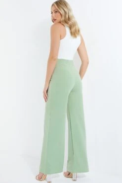 Sage Buckle Palazzo Trousers 10 Sage Buckle Palazzo Trousers -Claasyoo Shop 00100038052 XB