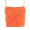 Orange Mesh Ruched Crop Top 1 Orange Mesh Ruched Crop Top -Claasyoo Shop 00100038067 ZM