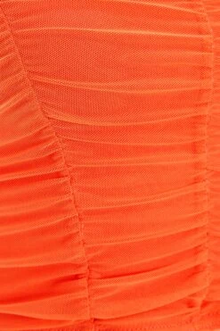 Orange Mesh Ruched Crop Top 13 Orange Mesh Ruched Crop Top -Claasyoo Shop 00100038067 ZS