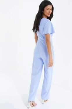 Blue Buckle Palazzo Jumpsuit -Claasyoo Shop 00100038076 XB