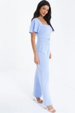 Blue Buckle Palazzo Jumpsuit -Claasyoo Shop 00100038076 XS