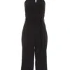 Black Halter Neck Culotte Jumpsuit -Claasyoo Shop 00100038082 ZM