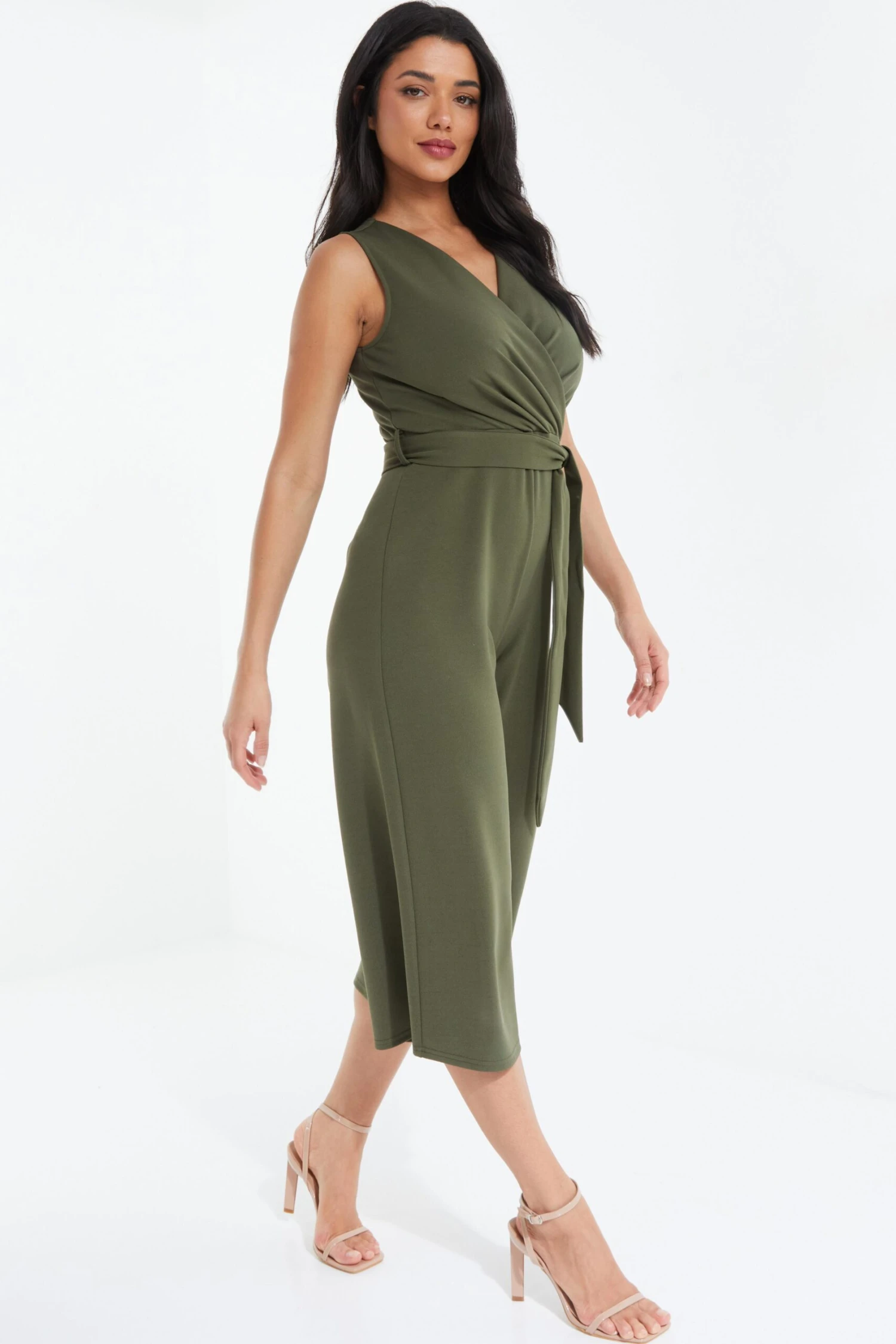 Khaki Wrap Culotte Jumpsuit 6 Khaki Wrap Culotte Jumpsuit - Image 4