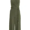 Khaki Wrap Culotte Jumpsuit 2 Khaki Wrap Culotte Jumpsuit -Claasyoo Shop 00100038090 ZM