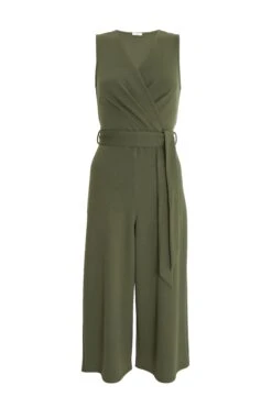 Khaki Wrap Culotte Jumpsuit