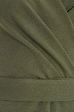 Khaki Wrap Culotte Jumpsuit 13 Khaki Wrap Culotte Jumpsuit -Claasyoo Shop 00100038090 ZS