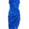 Royal Blue Satin Jacquard Midi Dress 2 Royal Blue Satin Jacquard Midi Dress -Claasyoo Shop 00100038118 ZM
