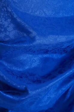 Royal Blue Satin Jacquard Midi Dress -Claasyoo Shop 00100038118 ZS