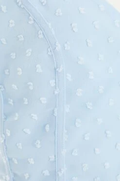 Blue Chiffon Dobby Tie Back Crop Top -Claasyoo Shop 00100038122 ZS