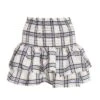 White Check Print Ruched Frill Mini Skirt -Claasyoo Shop 00100038133 ZM