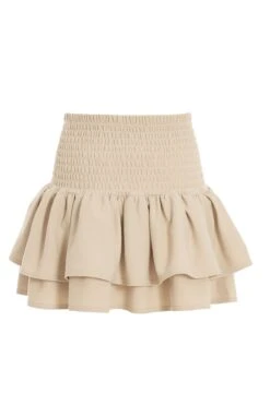 Stone Ruched Frill Mini Skirt -Claasyoo Shop 00100038134 ZB