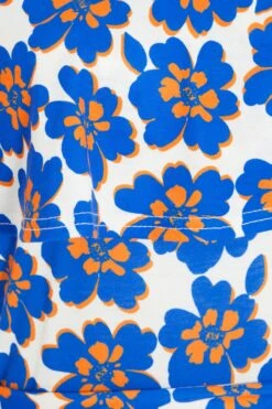 Royal Blue Floral Bardot Jumpsuit -Claasyoo Shop 00100038138 ZS