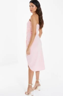 Pink Chain Ruched Midi Dress -Claasyoo Shop 00100038211 XB