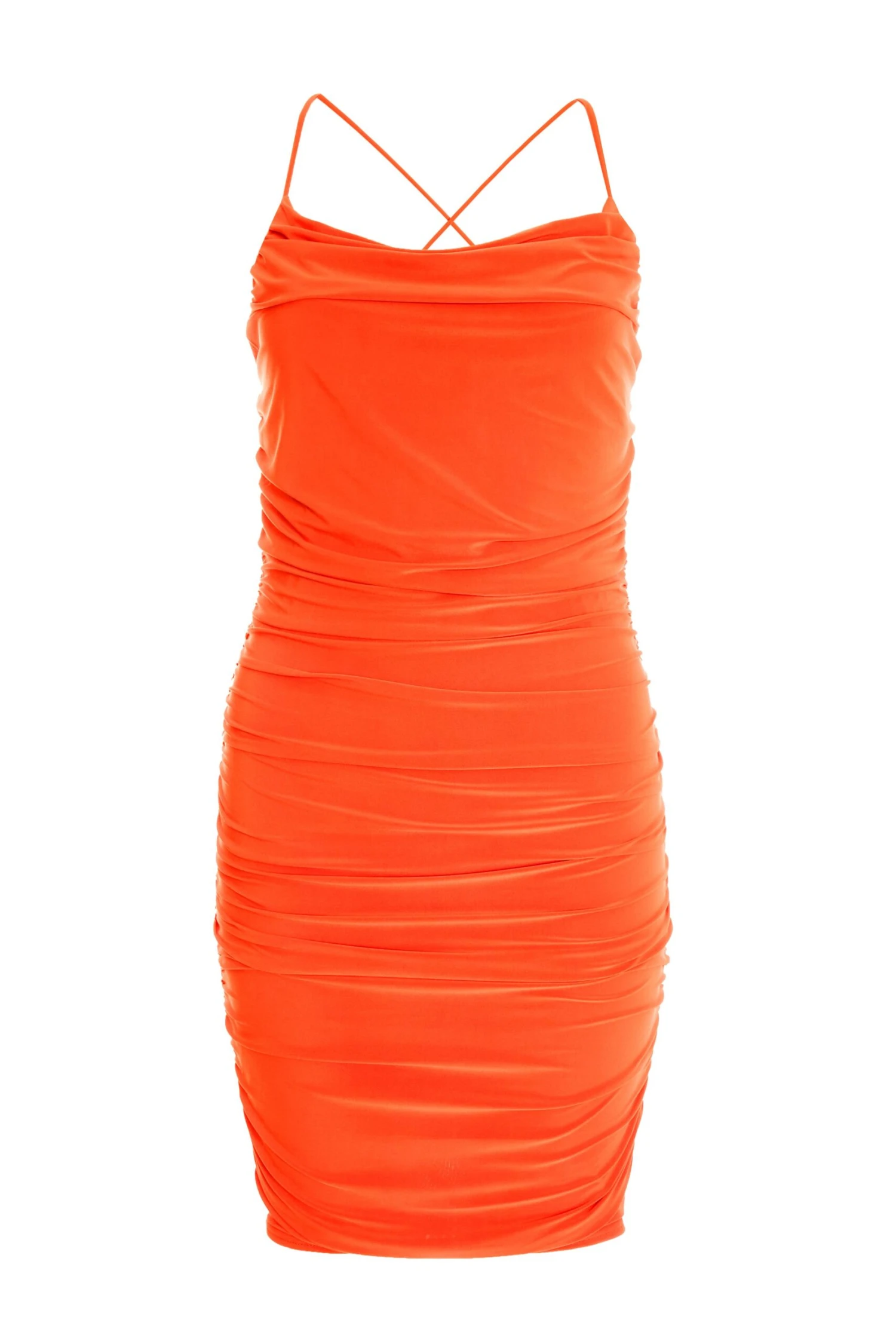 Orange Ruched Bodycon Mini Dress 3 Orange Ruched Bodycon Mini Dress