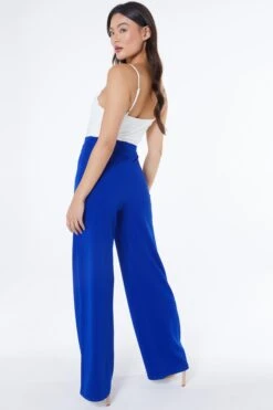 Royal Blue Button Palazzo Trousers -Claasyoo Shop 00100038281 XB