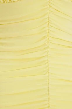 Yellow Ruched Bodycon Mini Dress -Claasyoo Shop 00100038287 ZS