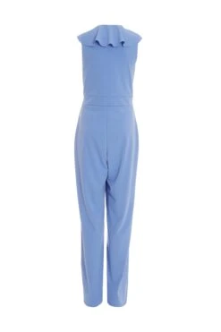 Pale Blue Frill Wrap Palazzo Jumpsuit -Claasyoo Shop 00100038300 ZB