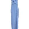 Pale Blue Frill Wrap Palazzo Jumpsuit -Claasyoo Shop 00100038300 ZM