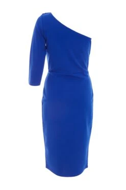 Royal Blue One Shoulder Bodycon Midi Dress -Claasyoo Shop 00100038306 ZB