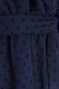 Navy Chiffon Tie Belt Peplum Top -Claasyoo Shop 00100038344 ZS