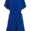 Royal Blue Wrap Skater Dress -Claasyoo Shop 00100038349 ZM