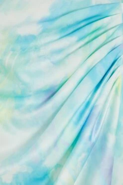 Blue Smudge Satin Wrap Midi Dress -Claasyoo Shop 00100038362 ZS