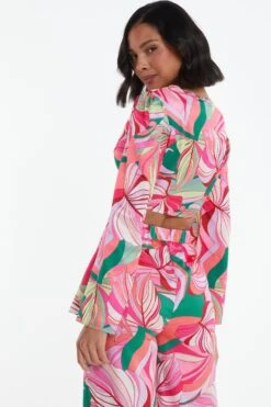 Pink Scarf Print Top 10 Pink Scarf Print Top -Claasyoo Shop 00100038369 XB