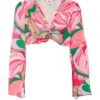 Pink Scarf Print Top 2 Pink Scarf Print Top -Claasyoo Shop 00100038369 ZM