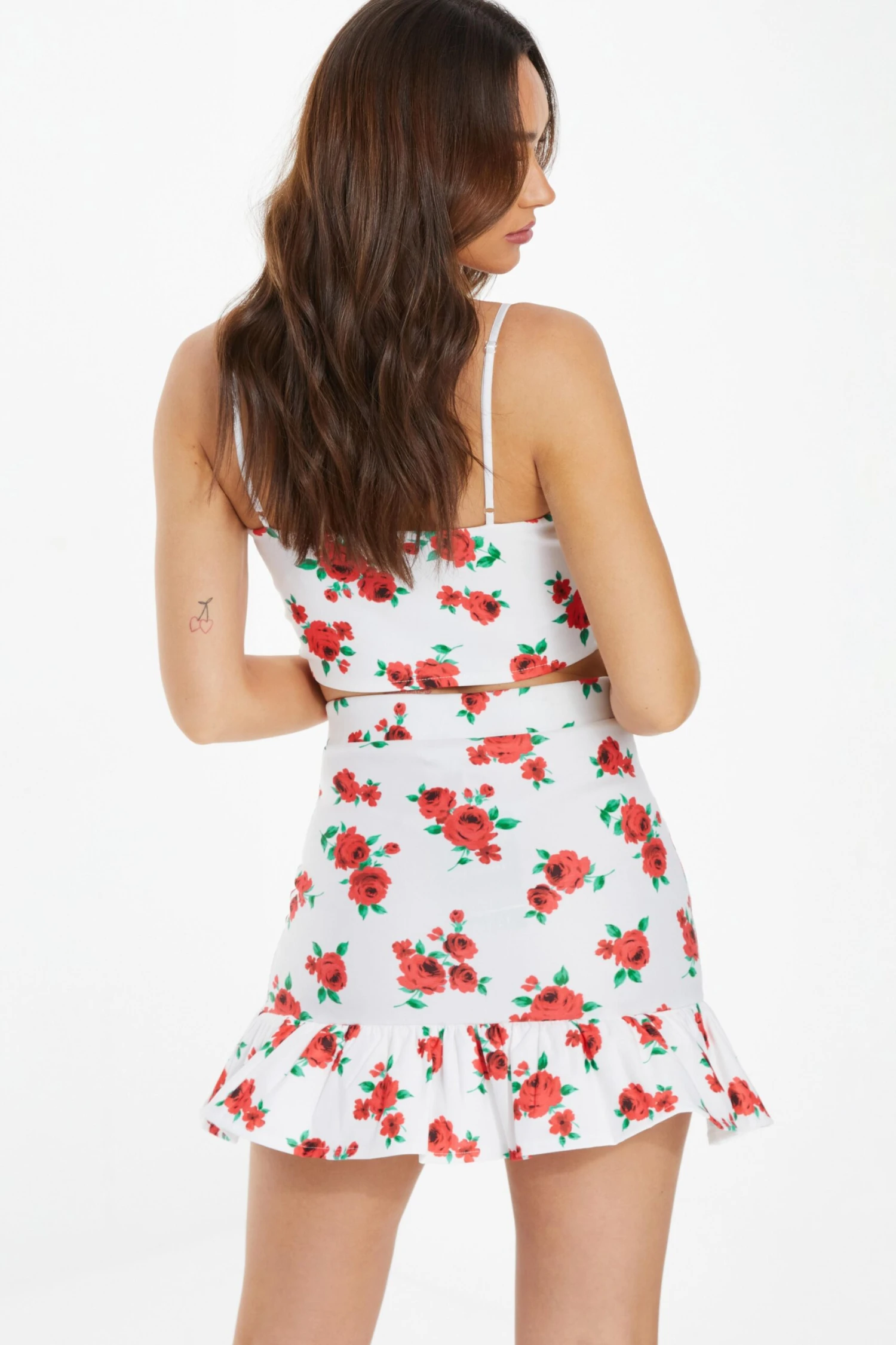 White Floral Ruched Mini Skirt 5 White Floral Ruched Mini Skirt - Image 3