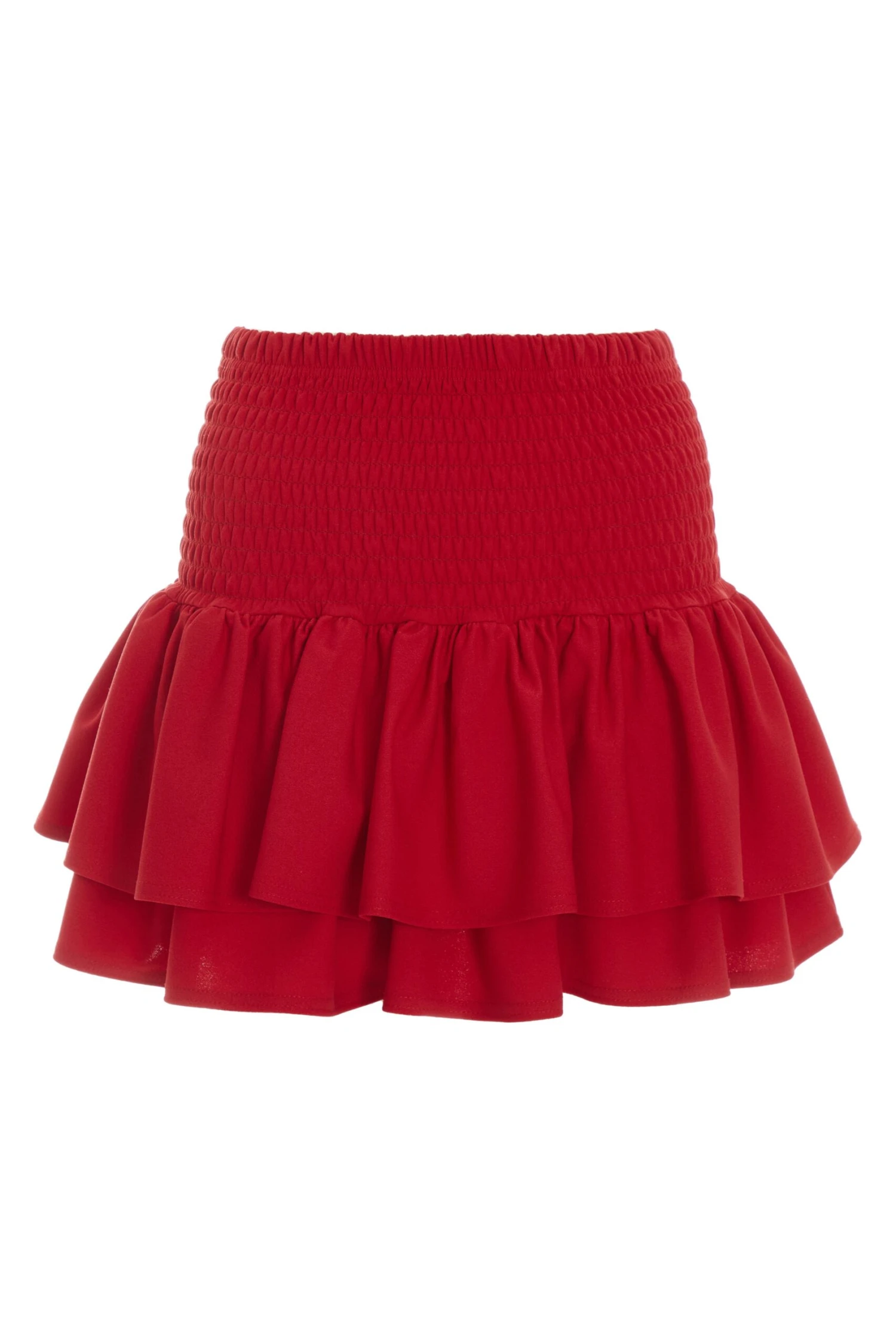 Red Ruched Frill Mini Skirt 3 Red Ruched Frill Mini Skirt