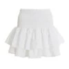 White Ruched Frill Mini Skirt