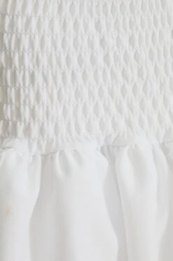 White Ruched Frill Mini Skirt -Claasyoo Shop 00100038421 ZS