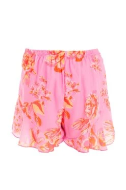Pink Floral Print Shorts -Claasyoo Shop 00100038452 ZB