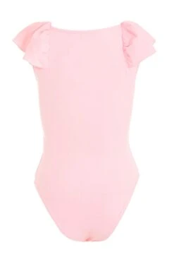 Light Pink Ribbed Frill Bodysuit -Claasyoo Shop 00100038455 ZB