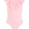 Light Pink Ribbed Frill Bodysuit 2 Light Pink Ribbed Frill Bodysuit -Claasyoo Shop 00100038455 ZM