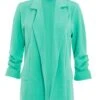 Mint Ruched Sleeve Blazer -Claasyoo Shop 00100038475 ZM