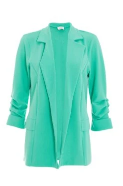 Mint Ruched Sleeve Blazer